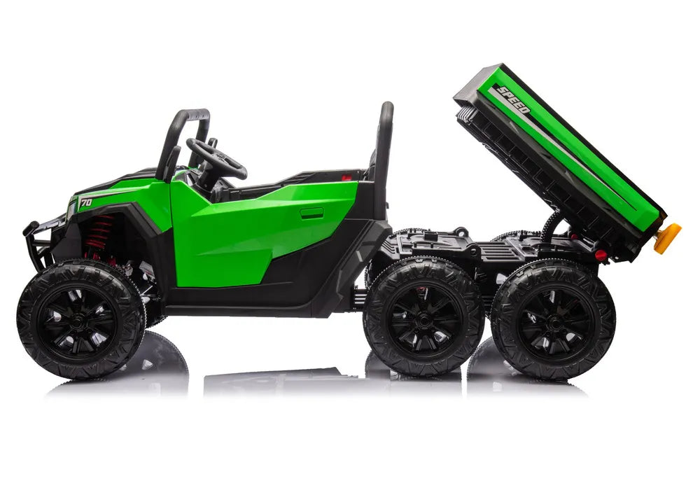 Akumuliatorinis automobilis 6 ratų XB-1038A 4x4 24V Žalias