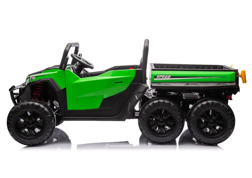 Akumuliatorinis automobilis 6 ratų XB-1038A 4x4 24V Žalias