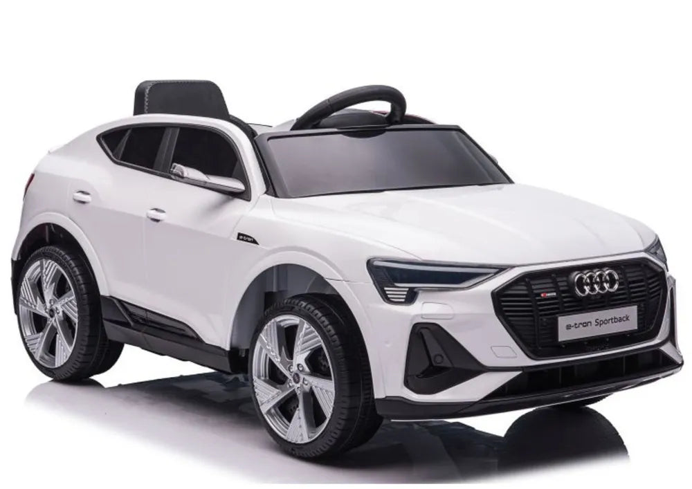 Akumuliatorinis automobilis Audi E-Tron Baltas QLS-6688 LED žibintai MP3