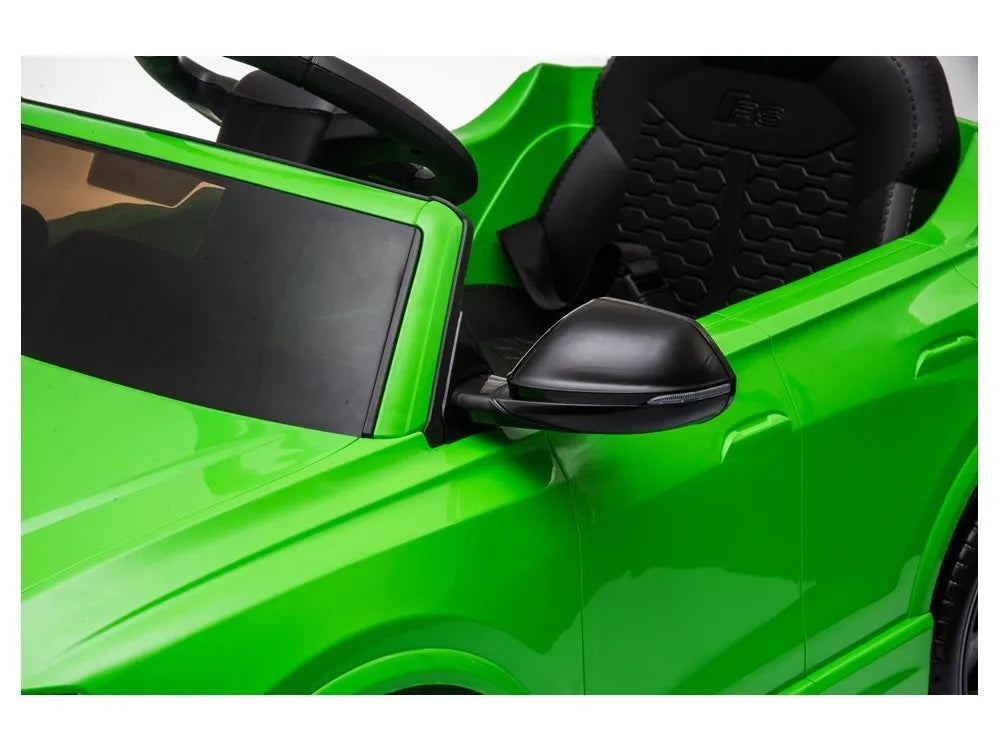 Akumuliatorinis automobilis Audi RS Q8 su LED žibintais, MP3 ir nuotolinio valdymo pulteliu Baltas