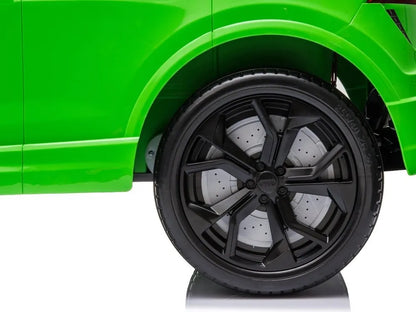Akumuliatorinis automobilis Audi RS Q8 su LED žibintais, MP3 ir nuotolinio valdymo pulteliu Baltas
