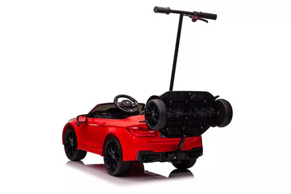 Akumuliatorinis automobilis BMW M5 su platforma tėvams, raudonas, lakuotas