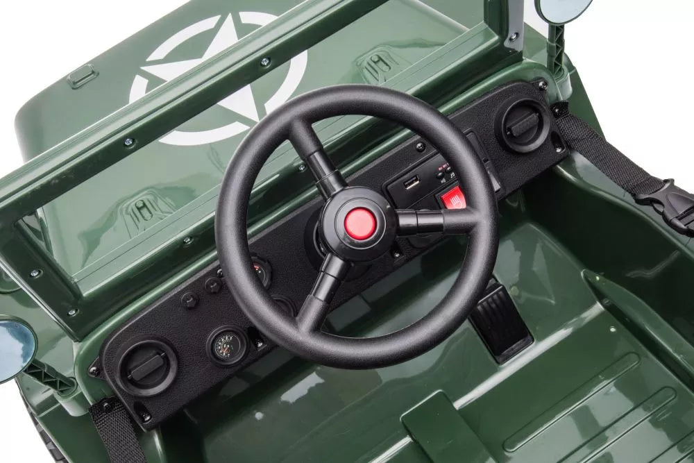 Akumuliatorinis automobilis LEAN CARS JH103 karinis žalias 4x4