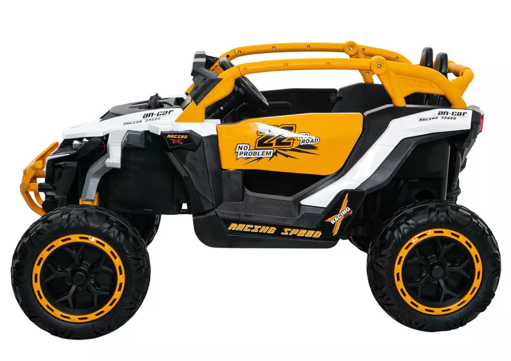 Akumuliatorinis automobilis LEAN CARS M3, baltai geltonas, 4x4
