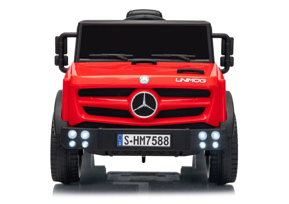 Akumuliatorinis automobilis LEAN CARS Unimog HM7588 6V4Ah, raudonas