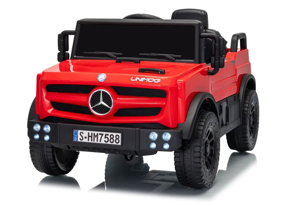 Akumuliatorinis automobilis LEAN CARS Unimog HM7588 6V4Ah, raudonas