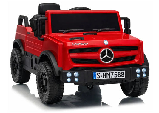 Akumuliatorinis automobilis LEAN CARS Unimog HM7588 6V4Ah, raudonas