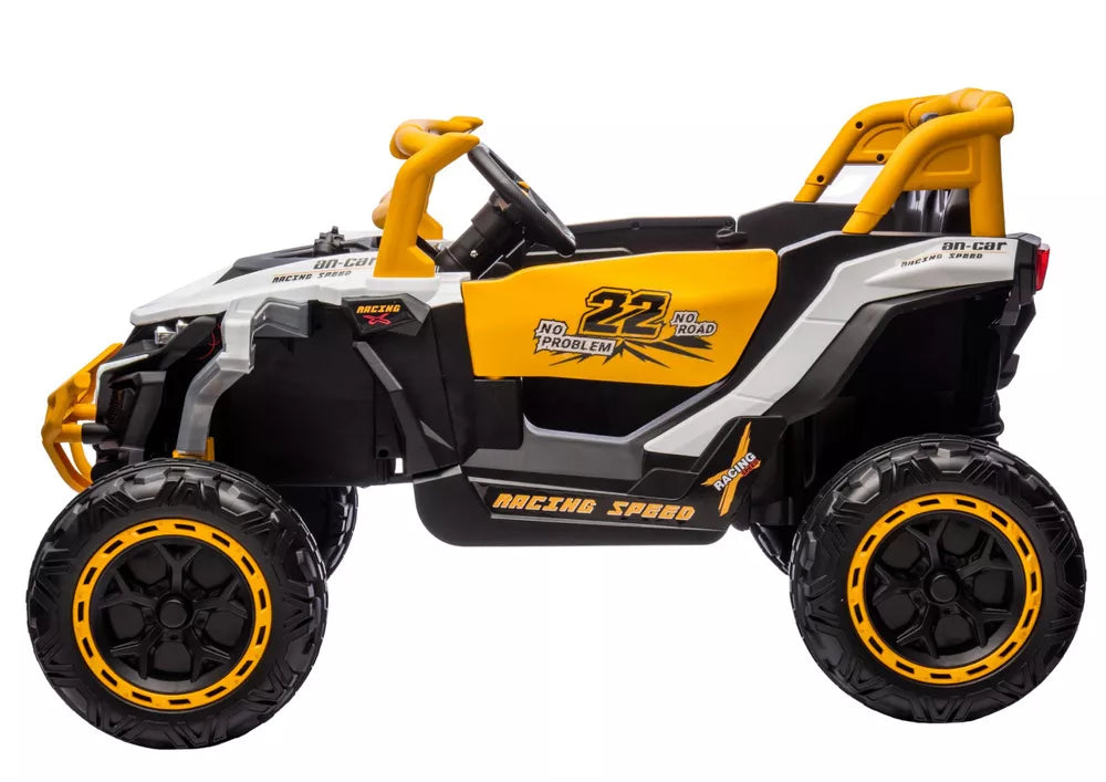 Akumuliatorinis automobilis M1 Baltas-Geltonas 4x4
