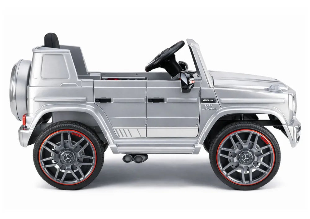 Akumuliatorinis automobilis Mercedes AMG G 63, sidabrinės spalvos, lakuotas