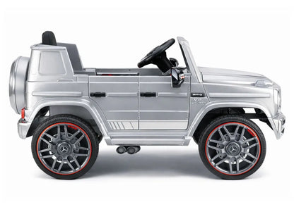 Akumuliatorinis automobilis Mercedes AMG G 63, sidabrinės spalvos, lakuotas
