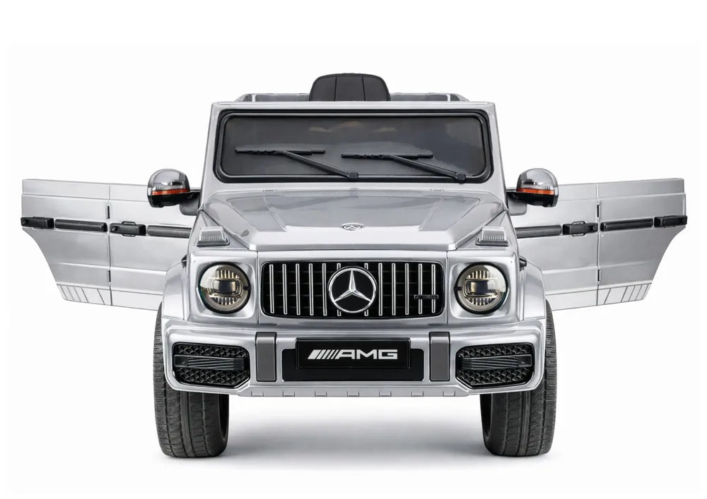 Akumuliatorinis automobilis Mercedes AMG G 63, sidabrinės spalvos, lakuotas