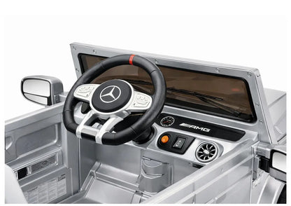 Akumuliatorinis automobilis Mercedes AMG G 63, sidabrinės spalvos, lakuotas