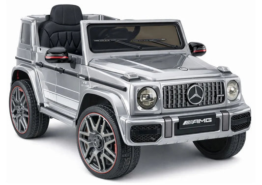 Akumuliatorinis automobilis Mercedes AMG G 63, sidabrinės spalvos, lakuotas