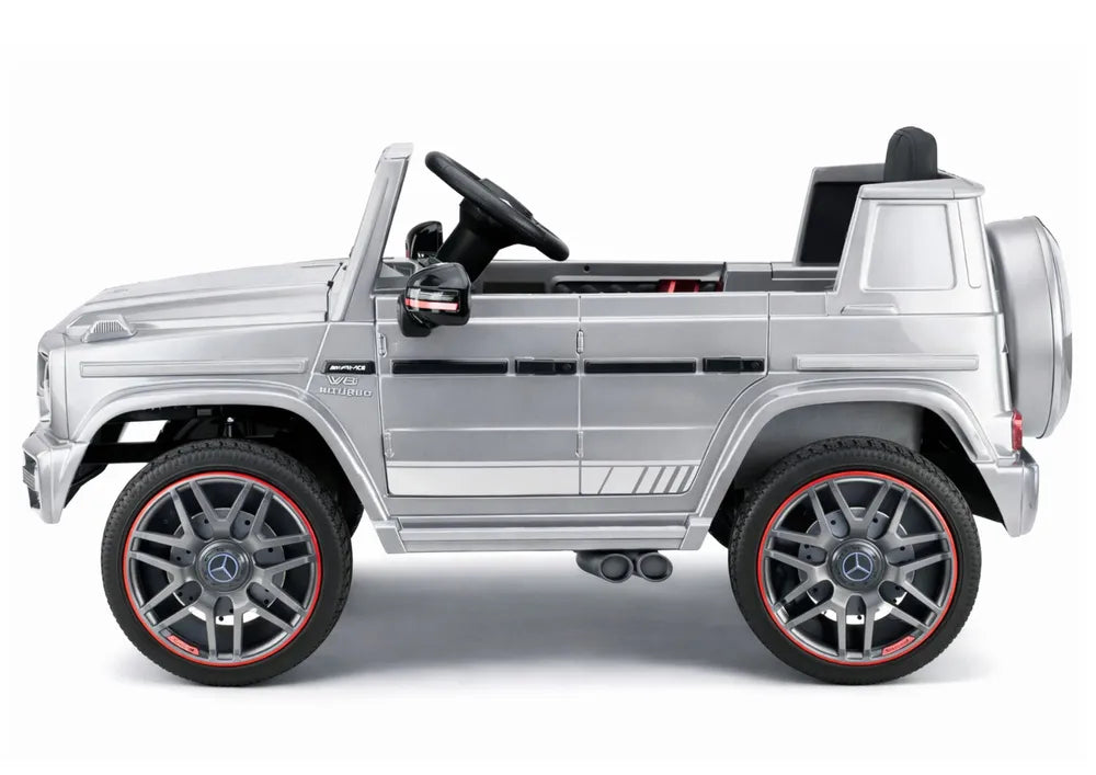Akumuliatorinis automobilis Mercedes AMG G 63, sidabrinės spalvos, lakuotas