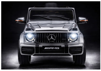 Akumuliatorinis automobilis Mercedes AMG G 63, sidabrinės spalvos, lakuotas