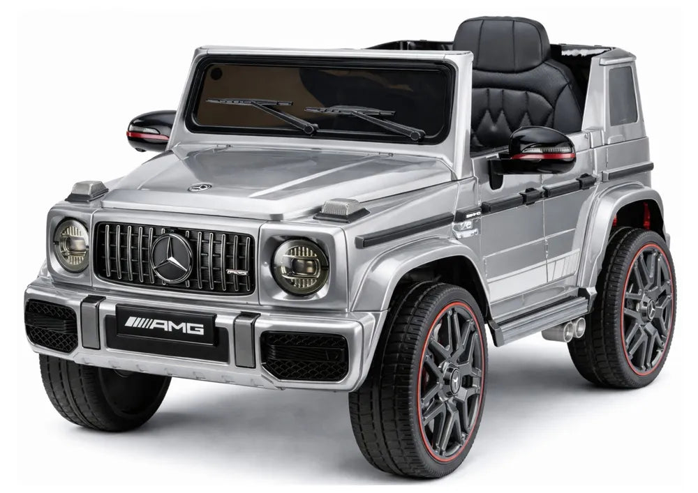 Akumuliatorinis automobilis Mercedes AMG G 63, sidabrinės spalvos, lakuotas