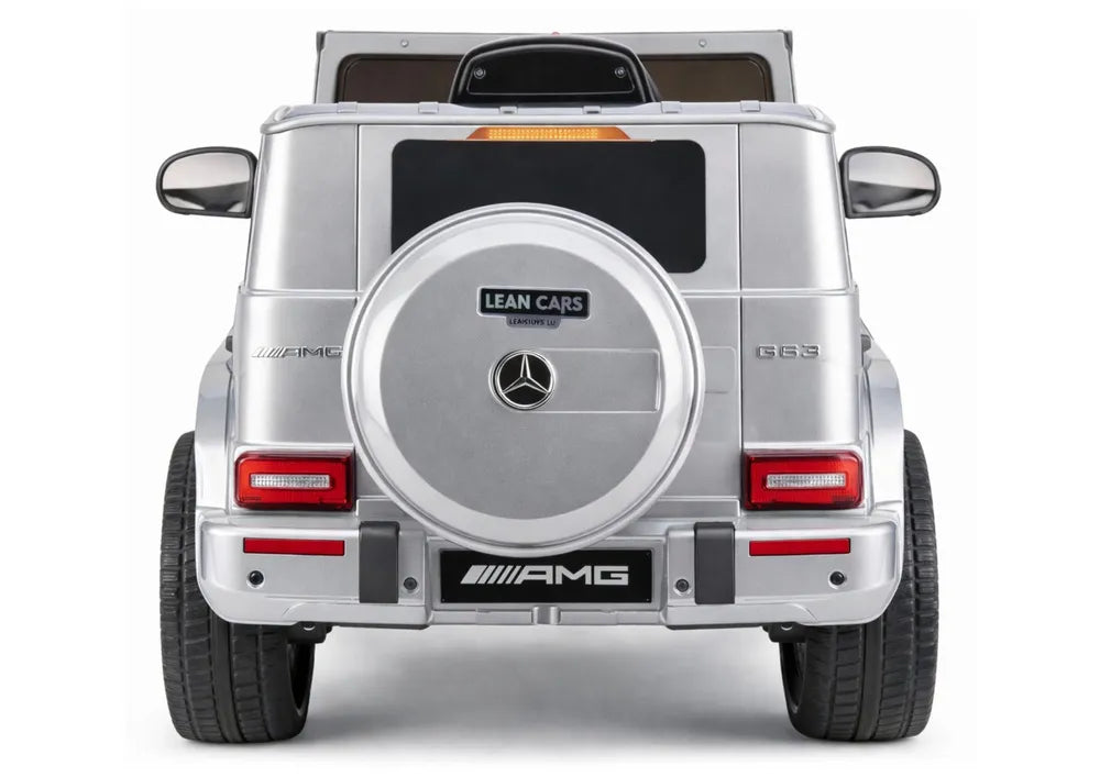 Akumuliatorinis automobilis Mercedes AMG G 63, sidabrinės spalvos, lakuotas