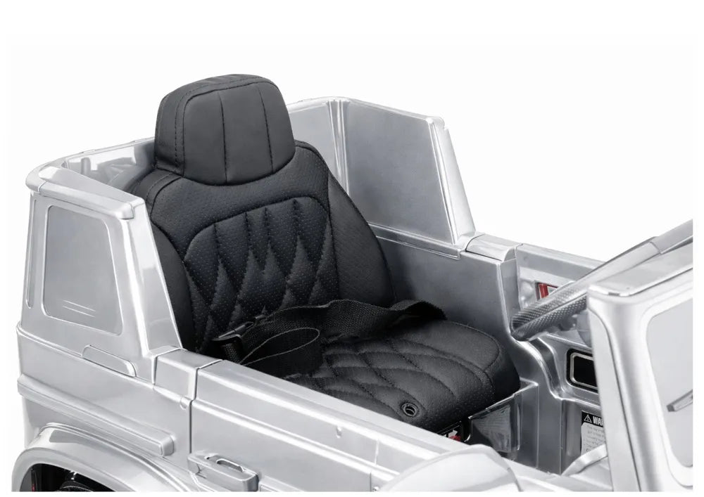 Akumuliatorinis automobilis Mercedes AMG G 63, sidabrinės spalvos, lakuotas