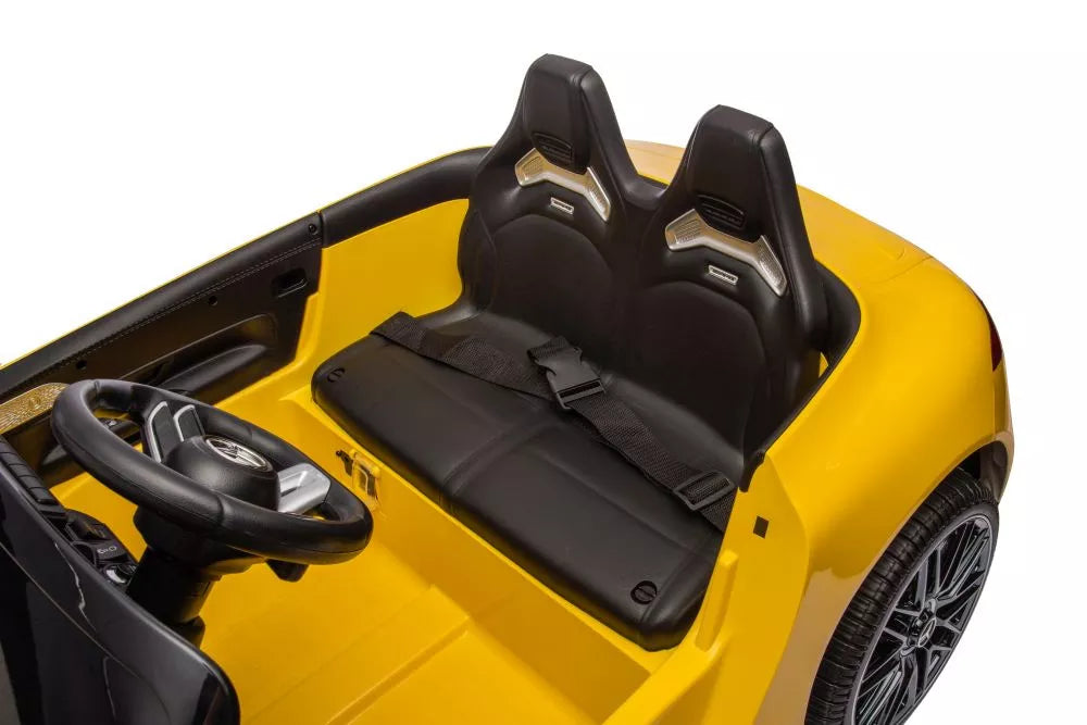 Akumuliatorinis automobilis Mercedes AMG SL63, geltonai dažytas