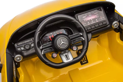 Akumuliatorinis automobilis Mercedes AMG SL63, geltonai dažytas