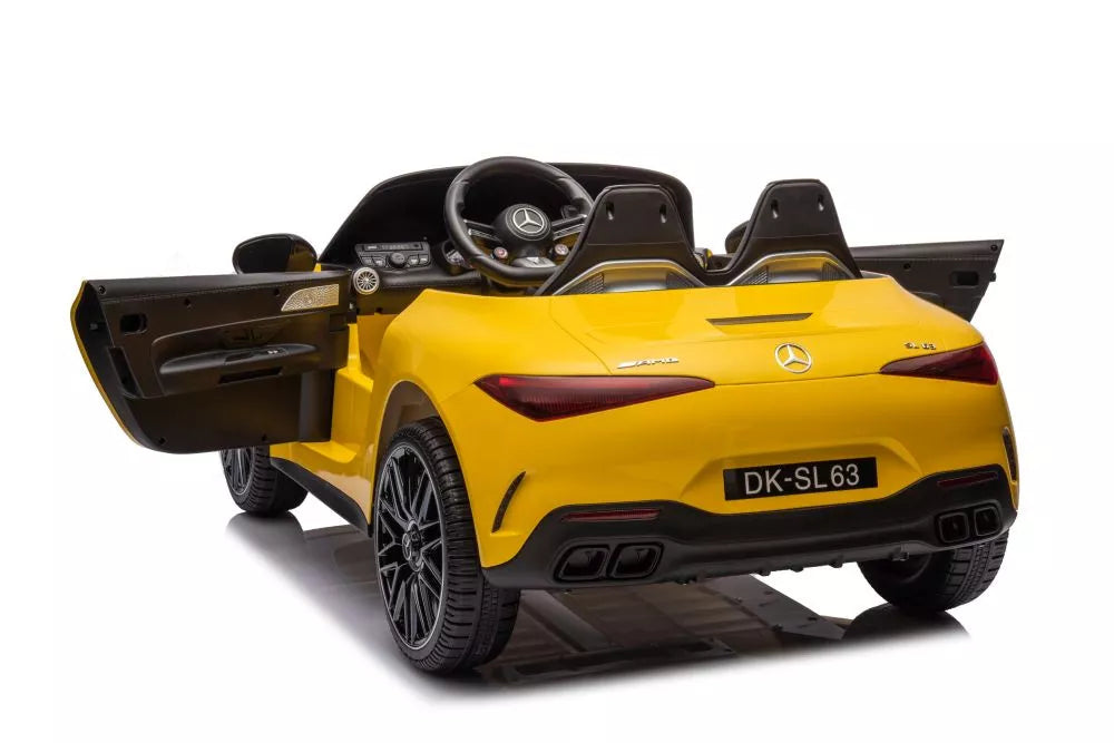 Akumuliatorinis automobilis Mercedes AMG SL63, geltonai dažytas