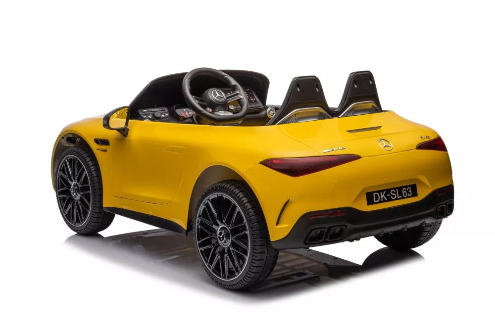 Akumuliatorinis automobilis Mercedes AMG SL63, geltonai dažytas