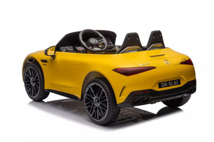 Akumuliatorinis automobilis Mercedes AMG SL63, geltonai dažytas
