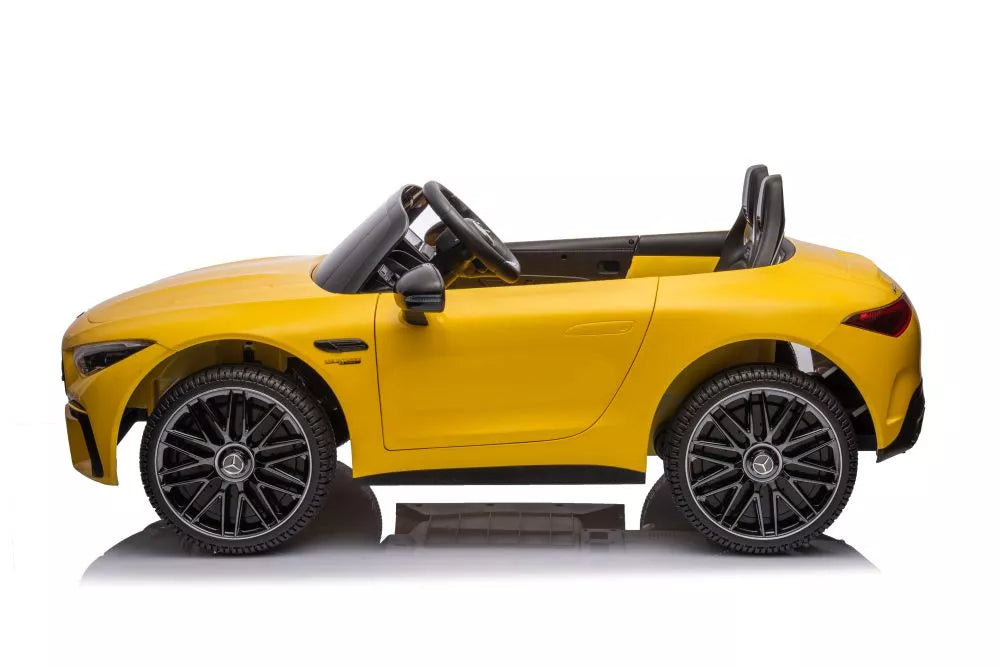Akumuliatorinis automobilis Mercedes AMG SL63, geltonai dažytas