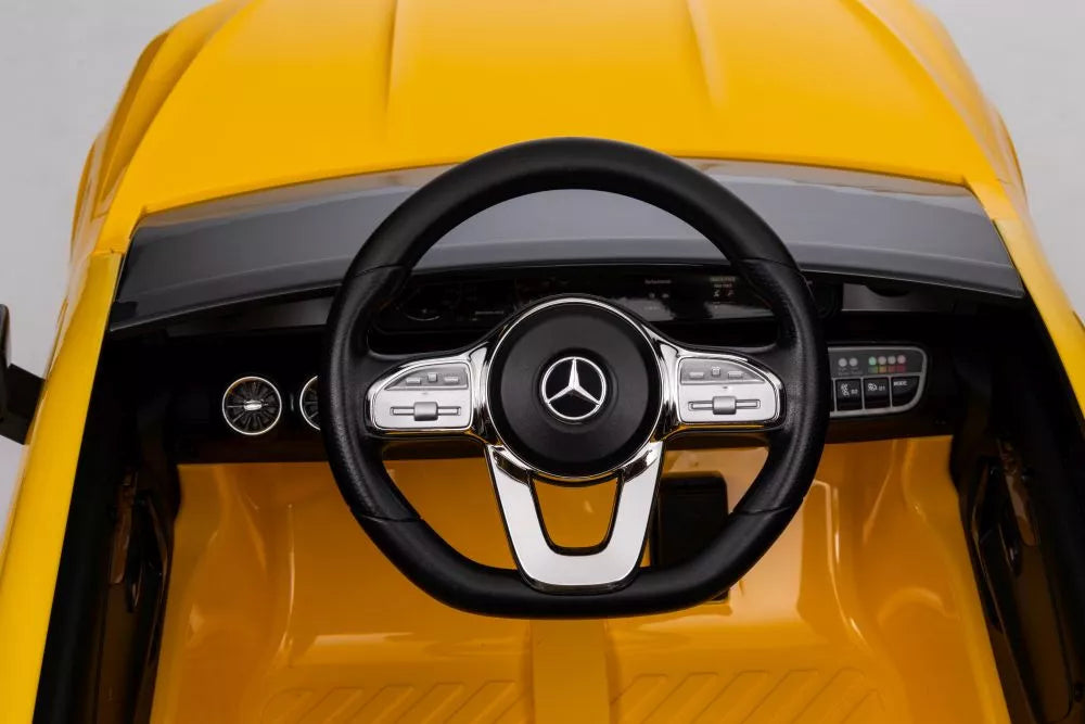 Akumuliatorinis automobilis Mercedes CLA 45s AMG geltonas 4x4