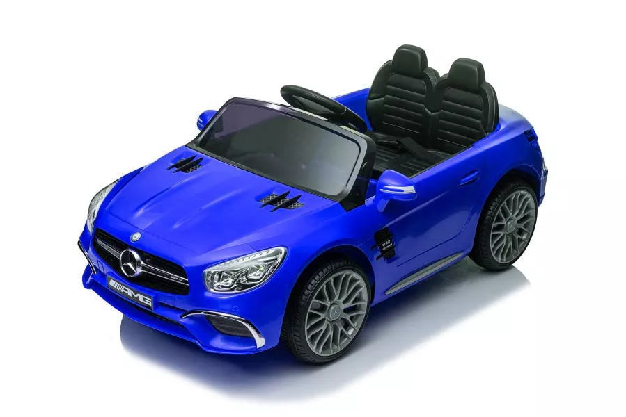 Akumuliatorinis automobilis Mercedes SL65 S, mėlynos spalvos lakuotas, LCD