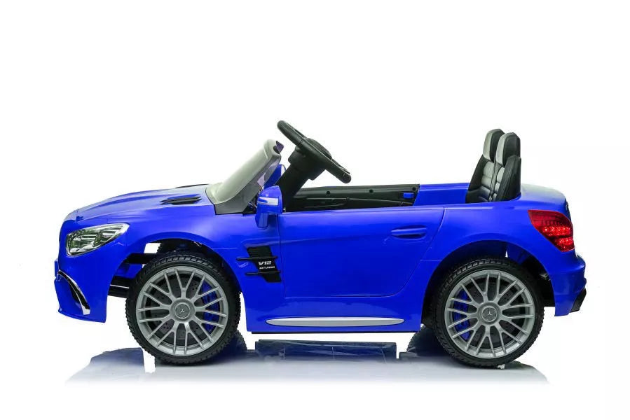 Akumuliatorinis automobilis Mercedes SL65 S, mėlynos spalvos lakuotas, LCD