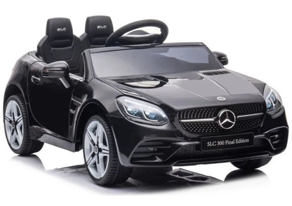 Akumuliatorinis automobilis Mercedes SLC 300 su LED žibintais, MP3 ir nuotolinio valdymo pultu, juodas
