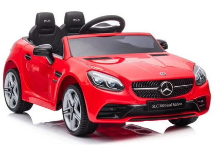 Akumuliatorinis automobilis Mercedes SLC 300 su LED žibintais, MP3 ir nuotolinio valdymo pultu, raudonas