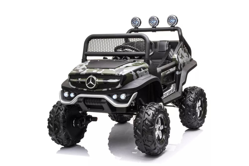 Akumuliatorinis automobilis Mercedes Unimog 4x4 Camo Painted
