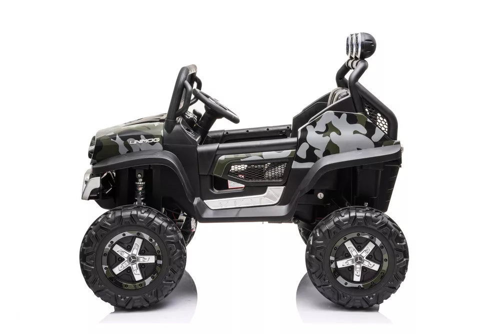 Akumuliatorinis automobilis Mercedes Unimog 4x4 Camo Painted