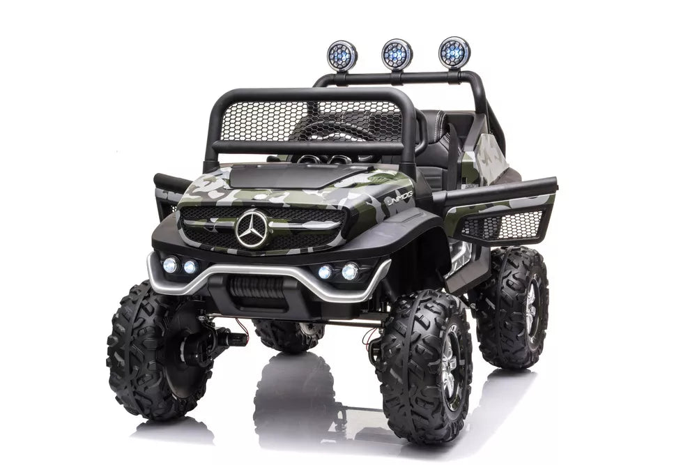 Akumuliatorinis automobilis Mercedes Unimog 4x4 Camo Painted
