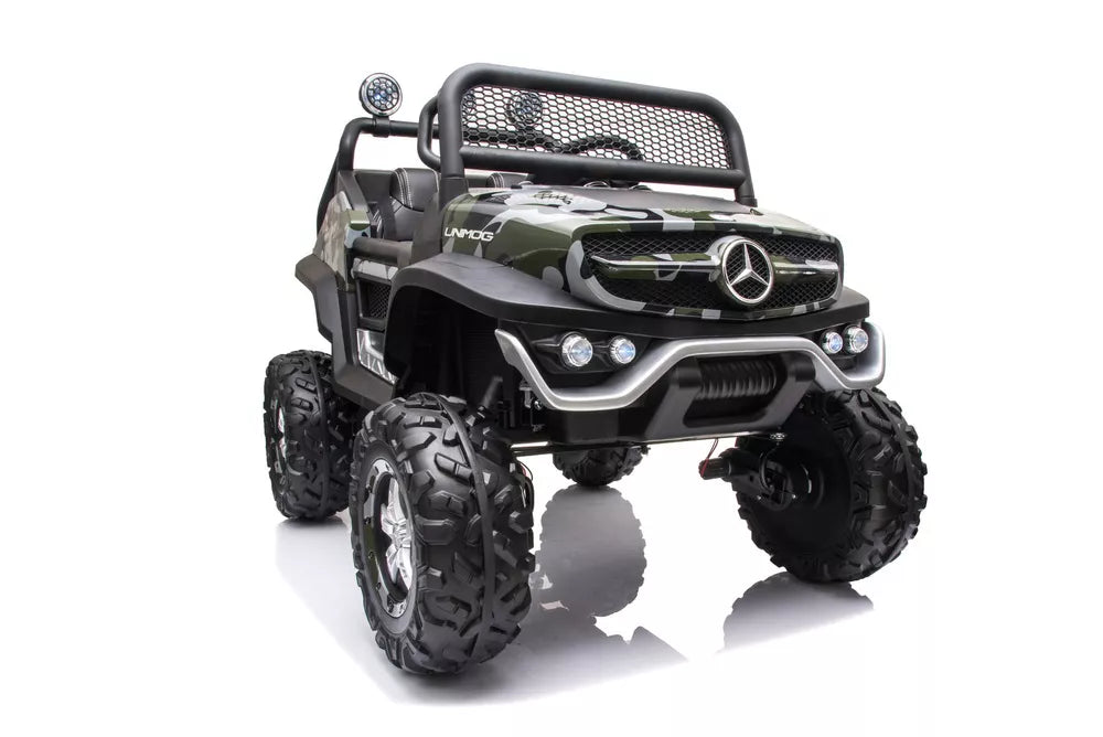 Akumuliatorinis automobilis Mercedes Unimog 4x4 Camo Painted