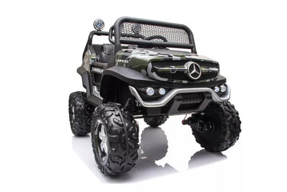 Akumuliatorinis automobilis Mercedes Unimog 4x4 Camo Painted