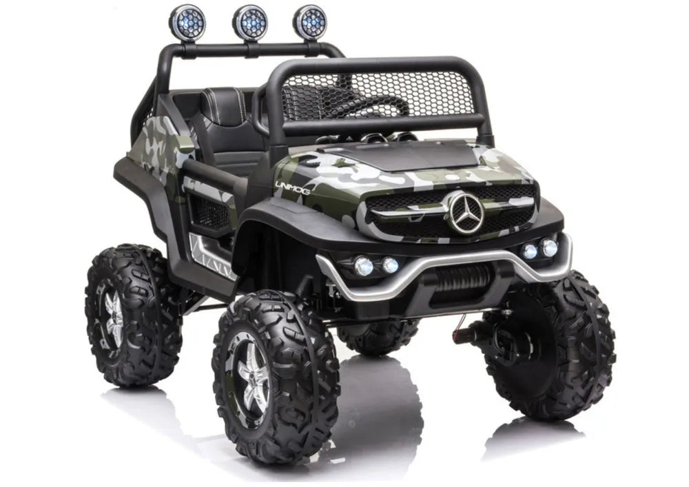 Akumuliatorinis automobilis Mercedes Unimog 4x4 Camo Painted