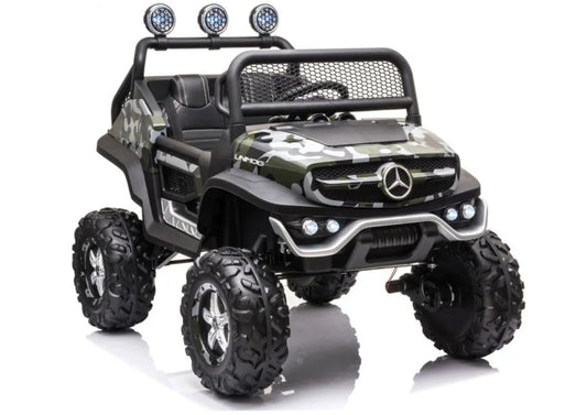 Akumuliatorinis automobilis Mercedes Unimog 4x4 Camo Painted