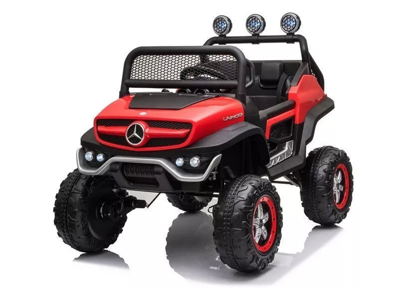 Akumuliatorinis automobilis Mercedes Unimog S raudonas