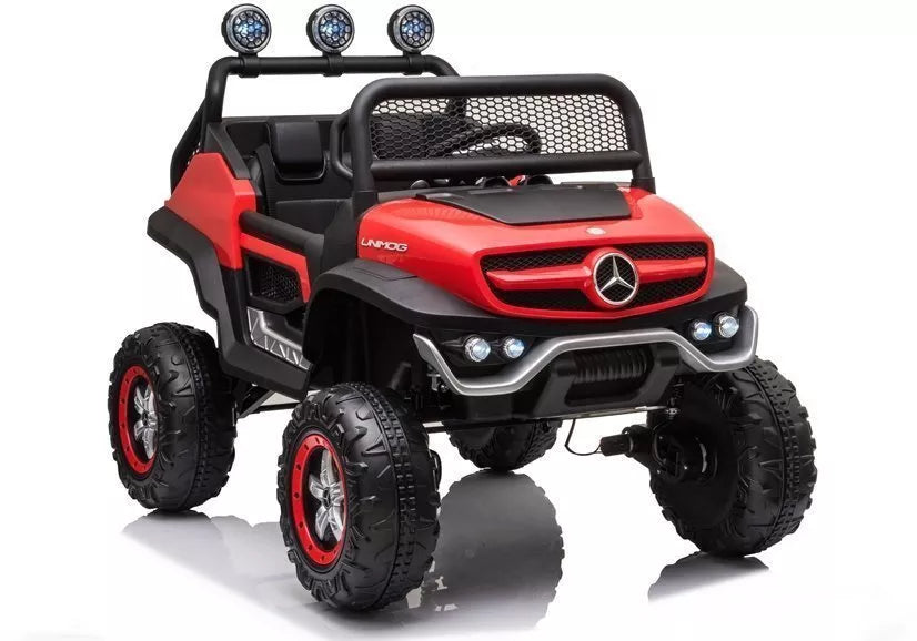 Akumuliatorinis automobilis Mercedes Unimog S raudonas