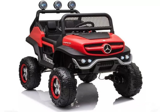 Akumuliatorinis automobilis Mercedes Unimog S raudonas