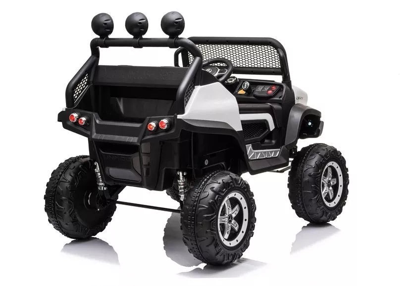 Akumuliatorinis automobilis Mercedes Unimog S su LED žibintais, baltas