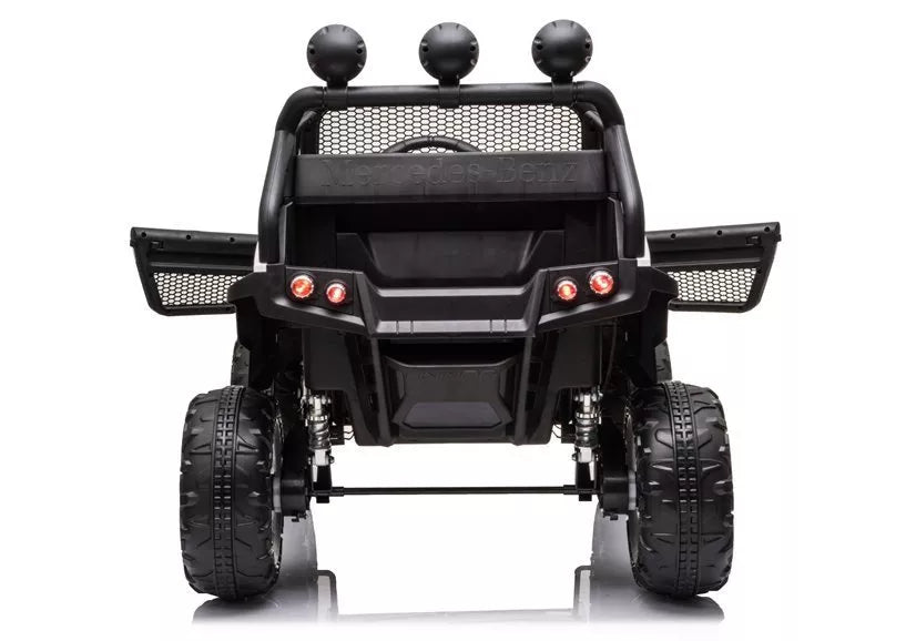 Akumuliatorinis automobilis Mercedes Unimog S su LED žibintais, baltas