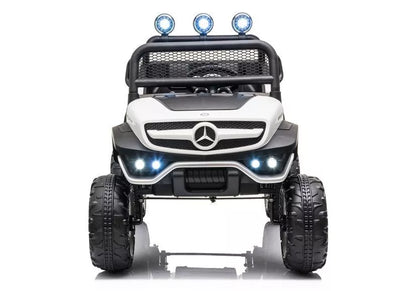 Akumuliatorinis automobilis Mercedes Unimog S su LED žibintais, baltas