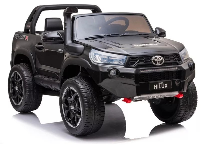 Akumuliatorinis automobilis Toyota Hilux su nuotolinio valdymo pulteliu, LED žibintais, MP3, juodas lakuotas