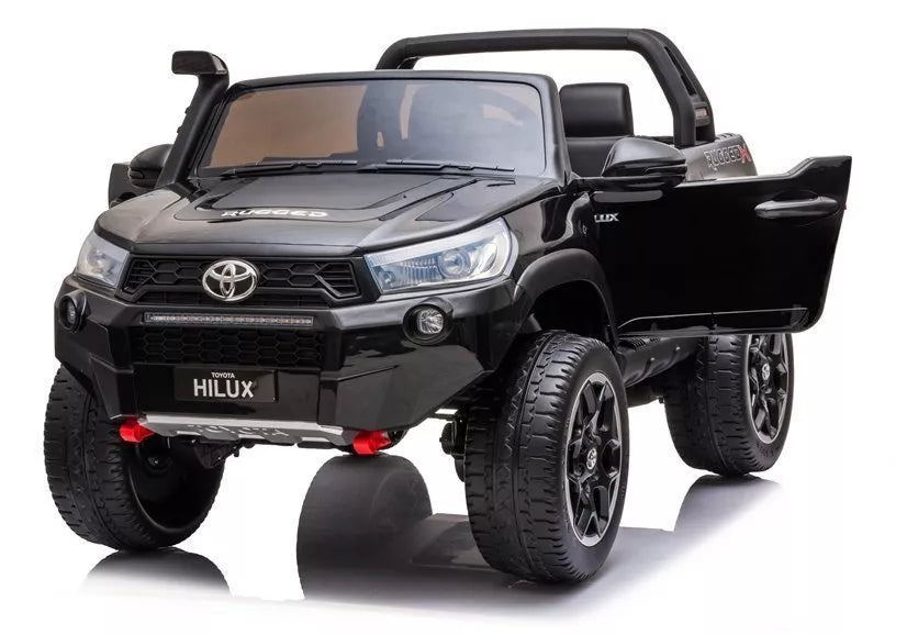 Akumuliatorinis automobilis Toyota Hilux su nuotolinio valdymo pulteliu, LED žibintais, MP3, juodas lakuotas