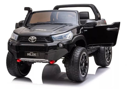 Akumuliatorinis automobilis Toyota Hilux su nuotolinio valdymo pulteliu, LED žibintais, MP3, juodas lakuotas