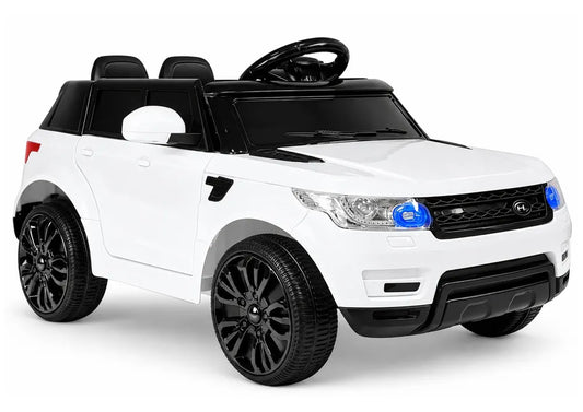 Akumuliatorinis automobilis vaikams HL1638 su pulteliu, MP3 ir LED žibintais, Baltas